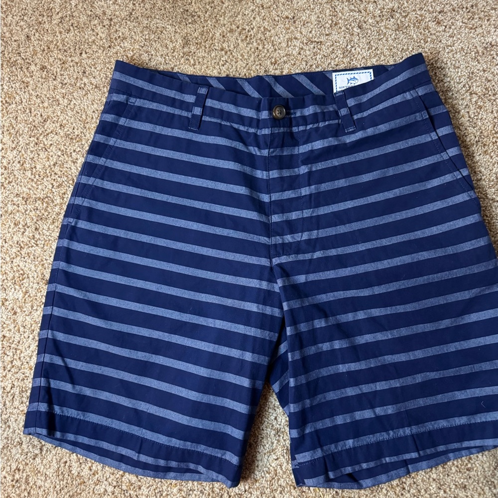 Southern Tide Navy and Gray Striped Shorts